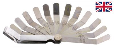 Ventilové - spárové měrky zahnuté, palcové 0.008"- 0.026", 12 listů