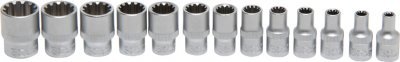 Hlavice multiprofilové 1/4", velikosti 4-14 mm, sada 13 ks, univerzální - BGS 2150