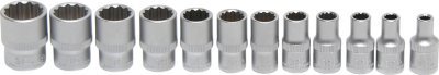 Hlavice 1/4" nástrčné, 12-hran, palcové 12ks - BGS 2755