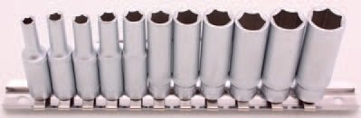 Hlavice nástrčné 1/2" 6hranné, 10-24 mm, prodloužené, sada 9 ks - BGS 2223