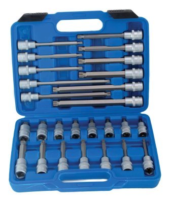 Zástrčné hlavice XZN 1/2", vel. M5-M16, délka 55-200 mm, sada 26 ks - SATRA