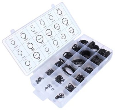Pojistné kroužky na hřídele - vnější segrovky, průměr 4 - 32 mm, sada 300 ks - ASTA
