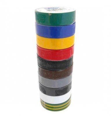Izolační pásky elektrikářské 15 mm × 10 m, různé barvy, 10 ks