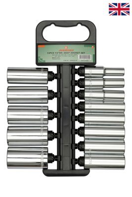 Nástrčné hlavice 1/2", palcové, 6hranné, prodloužené, 13 ks - JONNESWAY S05HD4213S