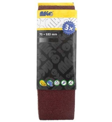 Brusné pásy 75 x 533 mm, různé zrnitosti, pro pásovou brusku - MAGG, Zrnitost: A80