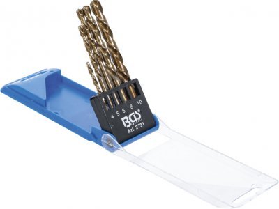 Vrtáky HSS 4,0 - 10,0 mm, titan, levotočivé - BGS 2731