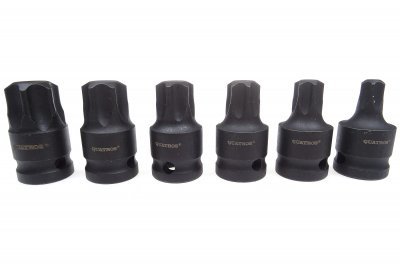 Zástrčné hlavice úderové TORX 1/2", T55-T100, sada 6 kusů - QUATROS QS50067