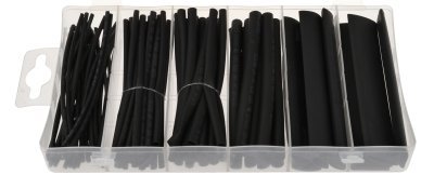 Smršťovací hadičky - bužírky, černé, délka 100 mm, různé rozměry, sada 100 kusů