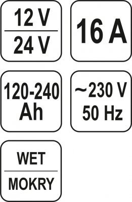Nabíječka autobaterií 12/24V 16A YATO YT-8304