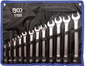 Klíče očkoploché palcové, velikosti 1/4" až 15/16", sada 12 ks - BGS 1195