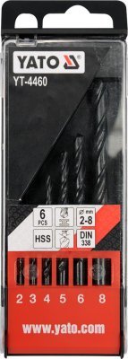 Sada vrtáků do železa HSS, 2-8 mm 6 kusů YATO YT-4460