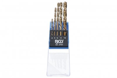 Vrtáky HSS 4,0 - 10,0 mm, titan, levotočivé - BGS 2731