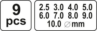 Sada průbojníků na kůži 9 kusů YATO YT-3590