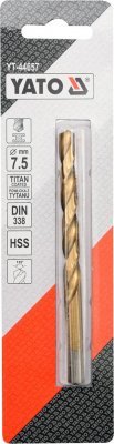 Vrták do železa HSS-TIN 7,5 mm YATO YT-44657