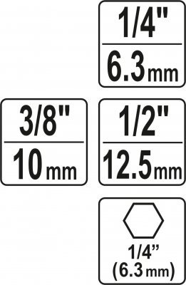 Sada HEX adaptérů 1/4", 3/8", 1/2" YATO YT-04685