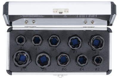 Hlavice 3/8" na poškozené šrouby, velikosti 9-19 mm, sada 10 ks - BGS 20210
