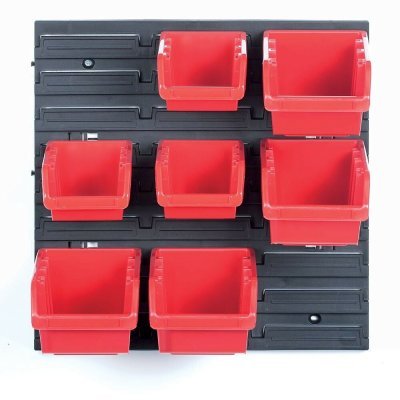 Závěsná stěna, držák se 7 boxy, 400x110x400 mm, plast - ORDERLINE