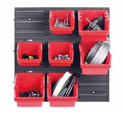 Závěsná stěna, držák se 7 boxy, 400x110x400 mm, plast - ORDERLINE