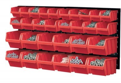 Závěsná stěna, držák s 30 boxy, 800x195x392 mm, plast - ORDERLINE