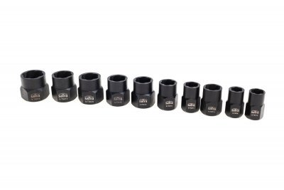 Hlavice 3/8” na poškozené šrouby a matice, velikosti 9-19 mm, sada 10 ks - SATRA