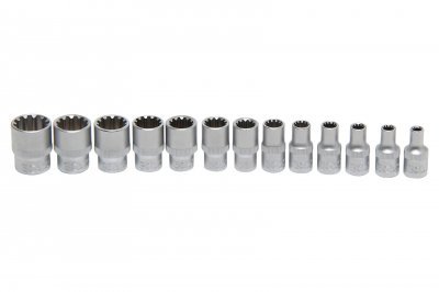 Hlavice multiprofilové 1/4", velikosti 4-14 mm, sada 13 ks, univerzální - BGS 2150