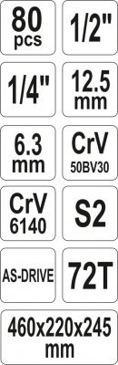 Box s nářadím 80 kusů YATO YT-38951