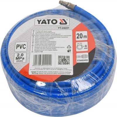 Hadice ke kompresoru PVC s rychlospojkami 8 mm x 20 m YATO YT-24221