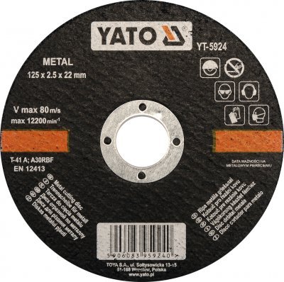Řezný kotouč 125 x 2,5 x 22 mm YATO YT-5924