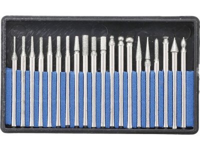 Brusná a frézovací tělíska, diamantová, dřík 3 mm, sada 20 ks - BGS 1607