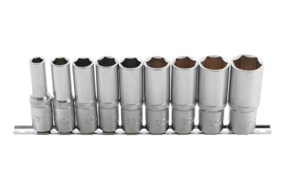 Hlavice nástrčné 1/2" 6hranné, 10-24 mm, prodloužené, sada 9 ks - BGS 2223
