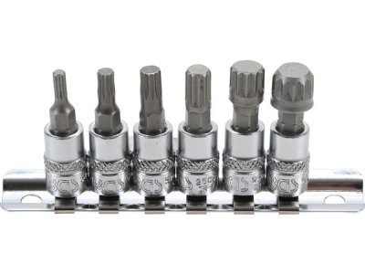 Zástrčné hlavice 1/4" XZN M4-M12, sada 6 ks na liště - BGS 2162
