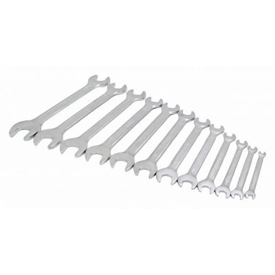 Ploché klíče otevřené 6x7 - 30x32 mm, dvoustranné, sada 12 ks - SATRA