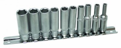 Nástrčné hlavice 6hranné 1/4", 4 - 13 mm, sada 10 kusů na liště - ASTA