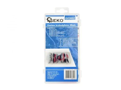 Elektrikářské svorky „krokodýl" na autobaterie, sada 28 ks - GEKO