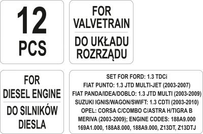 Sada aretace rozvodů pro Opel/Suzuki/Fiat 12 kusů YATO YT-06003
