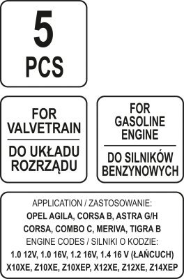 Sada aretace rozvodů pro Opel 5 kusů YATO YT-06003