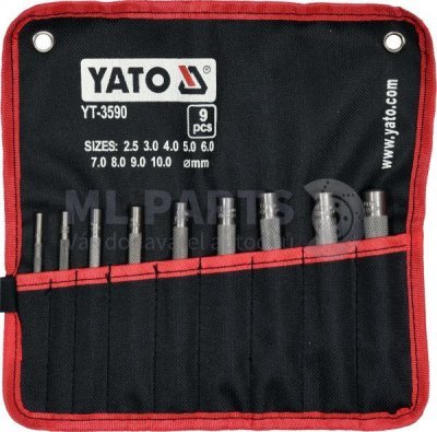 Sada průbojníků na kůži 9 kusů YATO YT-3590