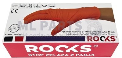 Nitrilové rukavice "STRONG" Rooks, 50ks, vel. L - oranžové