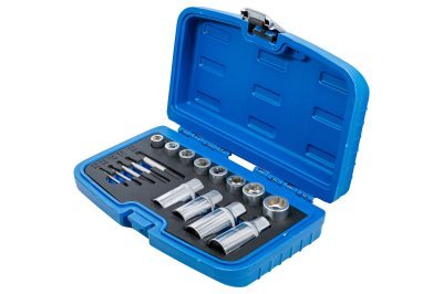 Přípravky na povolení poškozených matic 9-19 mm a zalomených šroubů, sada 17 ks - BGS 8378
