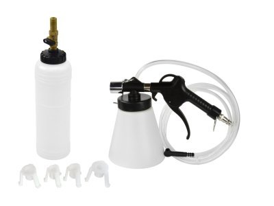 Přístroj na výměnu brzdové kapaliny a odvzdušnění 1/4", 4 adaptéry, 0,75 l - GEKO G02730