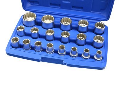 Sada univerzálních nástrčných hlavic Gear Lock, 1/2", 8-32 mm, 19 ks - GEKO G13546