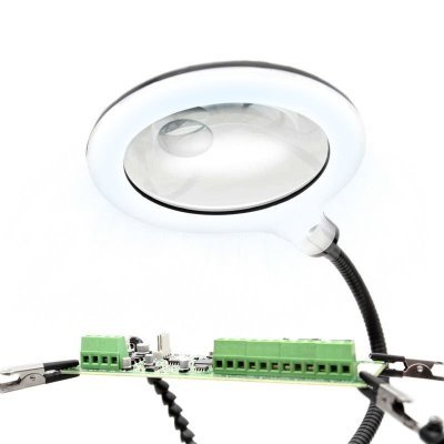 Držák na pájení, "třetí ruka", s lupou a LED osvětlením - Genborx U-ZD-11M-3