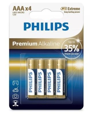 Alkalická baterie Philips AAA (LR03), Premium - 4ks