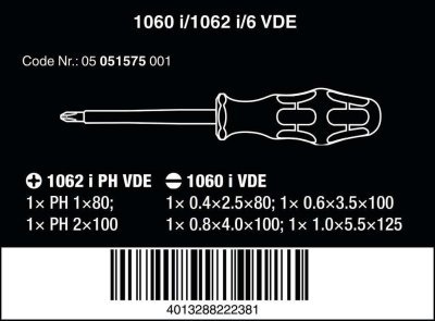 Sada 6 ks izolovaných šroubováků Kraftform 1060 i/1062 i/6 VDE, žlutočervené - Wera 05157