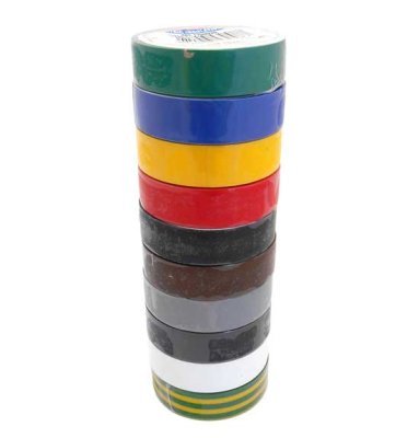 Izolační pásky elektrikářské 15 mm × 10 m, různé barvy, 10 ks