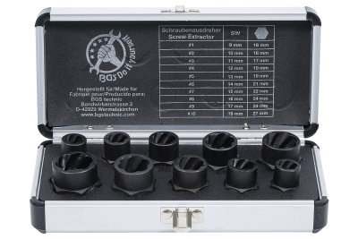 Hlavice 3/8" na poškozené šrouby, velikosti 9-19 mm, sada 10 ks - BGS 20210