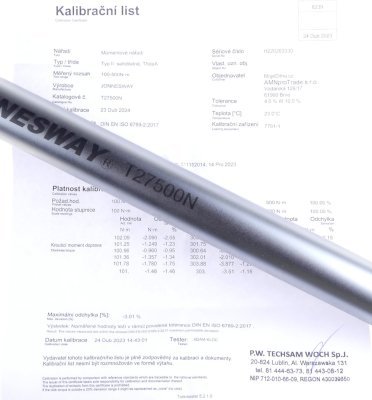 Momentový klíč 3/4" 100-500 Nm, s certifikátem - JONNESWAY T27500N