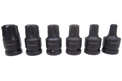 Zástrčné hlavice úderové TORX 1/2", T55-T100, sada 6 kusů - QUATROS QS50067