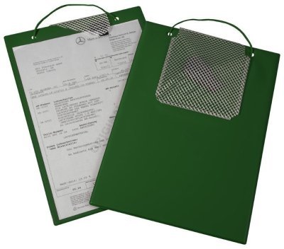 Desky na dokumenty A4, se suchým zipem, poutkem a kapsou na klíče, různé barvy - Plus, Barva: zelená