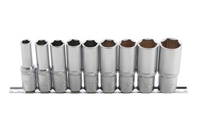 Hlavice nástrčné 1/2" 6hranné, 10-24 mm, prodloužené, sada 9 ks - BGS 2223